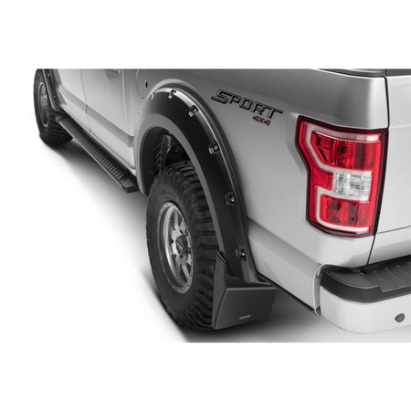 Bushwacker Trail Armor Rear Mud Flap - Black - Bushwacker Pocket Style Flares - Toyota Fullsize Truck 2014-21 - Pair