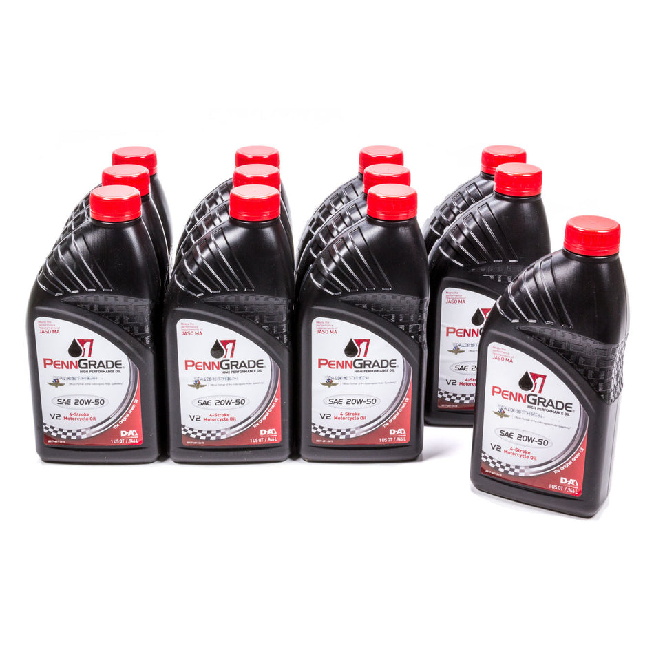 PennGrade Racing Oil 20W50 Motor Oil Conventional 1 qt Motorcycle - Set of 12