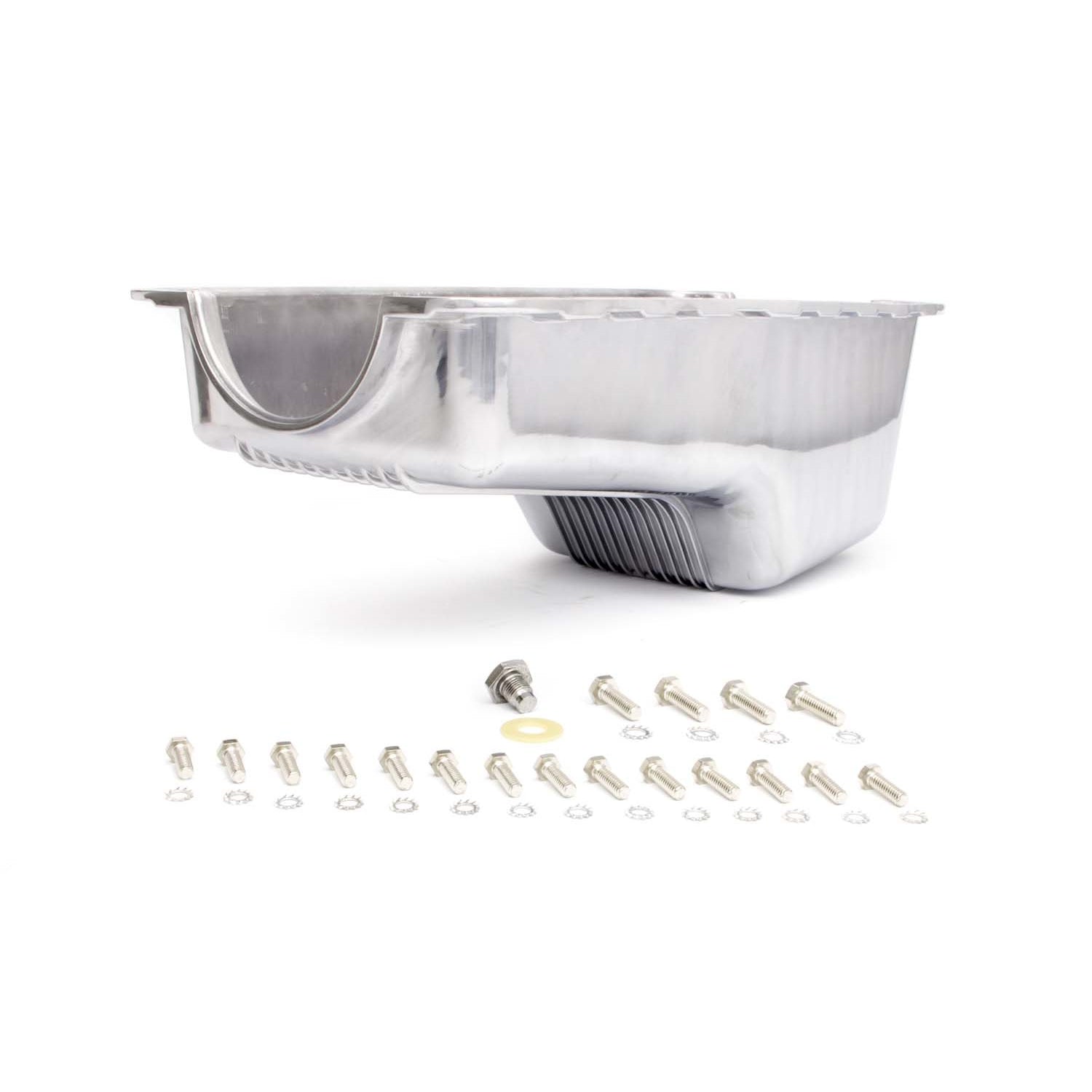 Racing Power Front Sump Engine Oil Pan Stock Depth Aluminum Polished - Small Block Ford