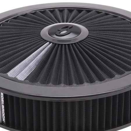 Edelbrock Pro-Flo Air Cleaner Assembly 14" Round 3" Tall 5-1/8" Carb Flange - Black Cotton