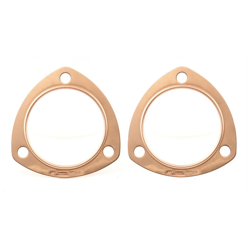 Mr. Gasket CopperSeal Collector Gasket - 0.094 in Thick - 3 in Diameter - 3-Bolt - Copper 7177C - Pair