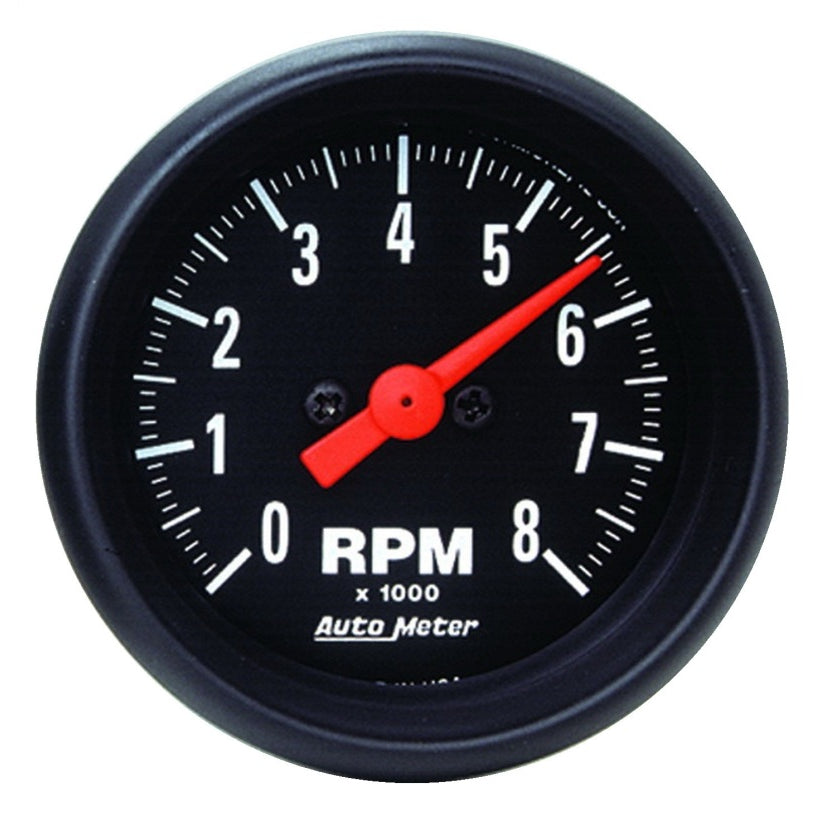 Auto Meter Z-Series 8000 RPM Tachometer - Electric - Analog - 2-1/16 in Diameter - Dash Mount - Black Face