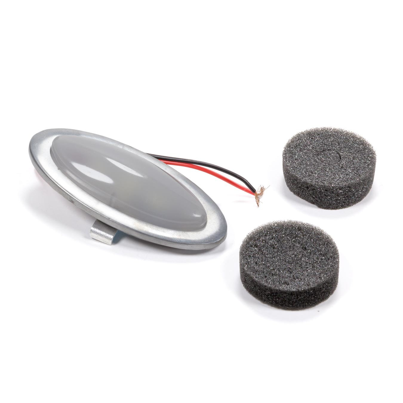 AutoLoc LED Courtesy Light Interior Light Oval 3-1/2" Wide x 1-1/2" Tall x 3/4" Depth White Lens - Billet Aluminum Bezel