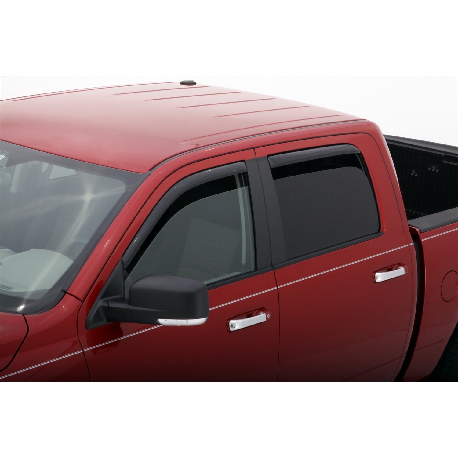 Auto Ventshade Front / Rear In-Channel Ventvisor - Stick-On - Dark Smoke - Crew Cab - Dodge Ram Fullsize Truck 2009-10