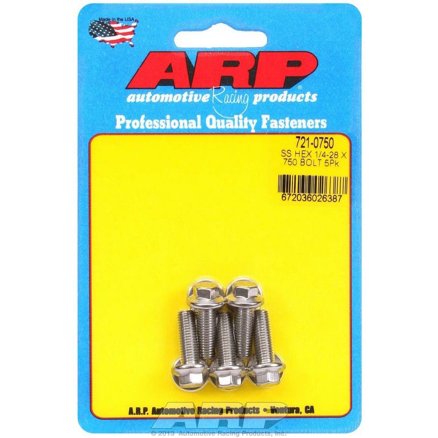 ARP Bolt - 0.750" Long - 5/16" Hex Head - Stainless - Polished - Universal - (Set of 5)