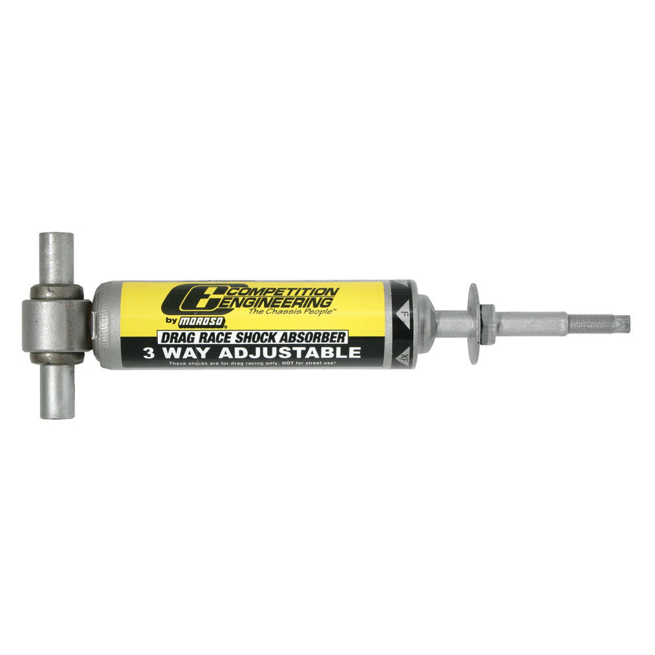 Competition Engineering Drag Monotube Shock - 10.51 in Compressed / 13.86 in Extended - 1.53 in OD - 3 Way Adjustable - Gray Paint - Front