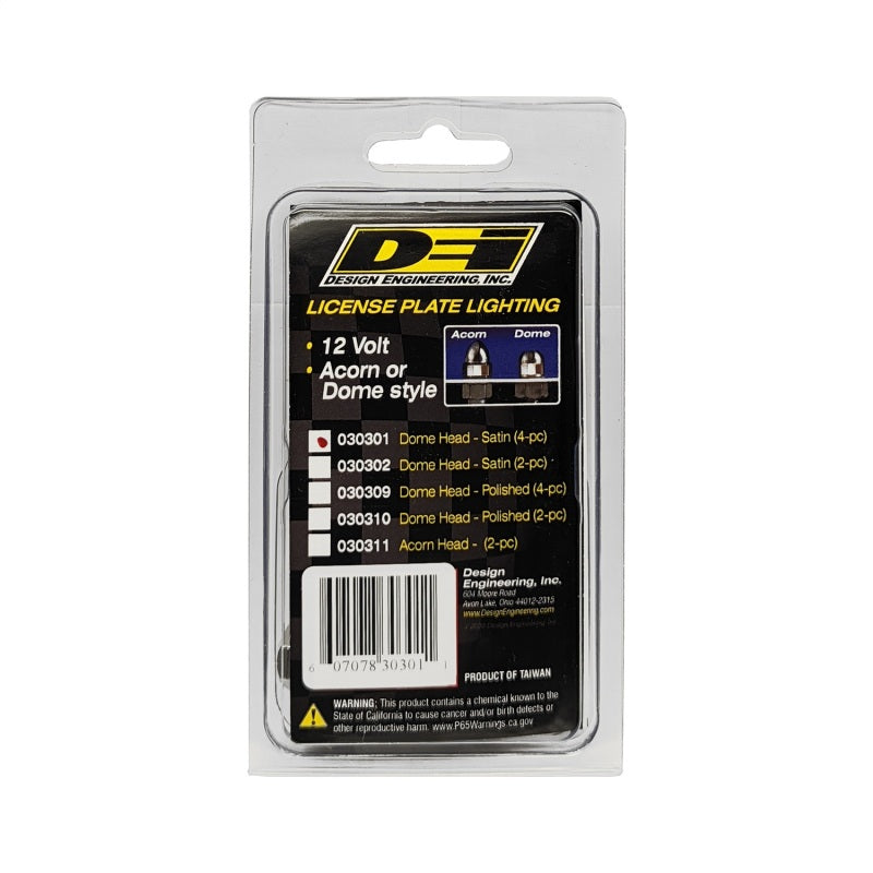 DEI Lite'N Boltz License Plate Bolt Kit - Dome Head - LED Lighted - Stainless - Natural
