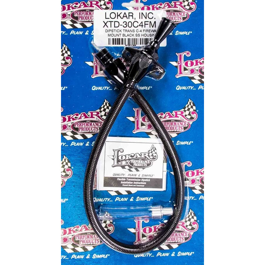 Lokar Midnight Series Hi-Tech Flexible Braided Stainless Transmission Dipstick - Ford C-4 Transmission