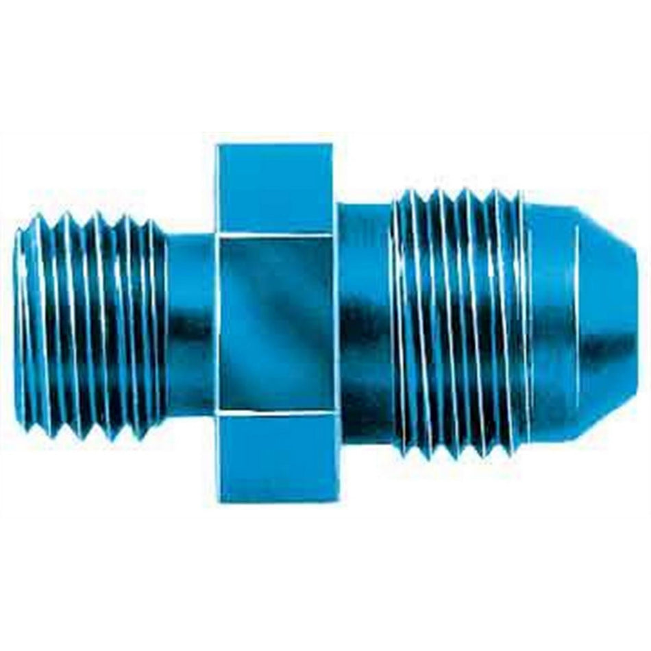 Aeroquip 6 AN Male to 12 mm x 1.50 Male Straight Adapter - Blue Anodized