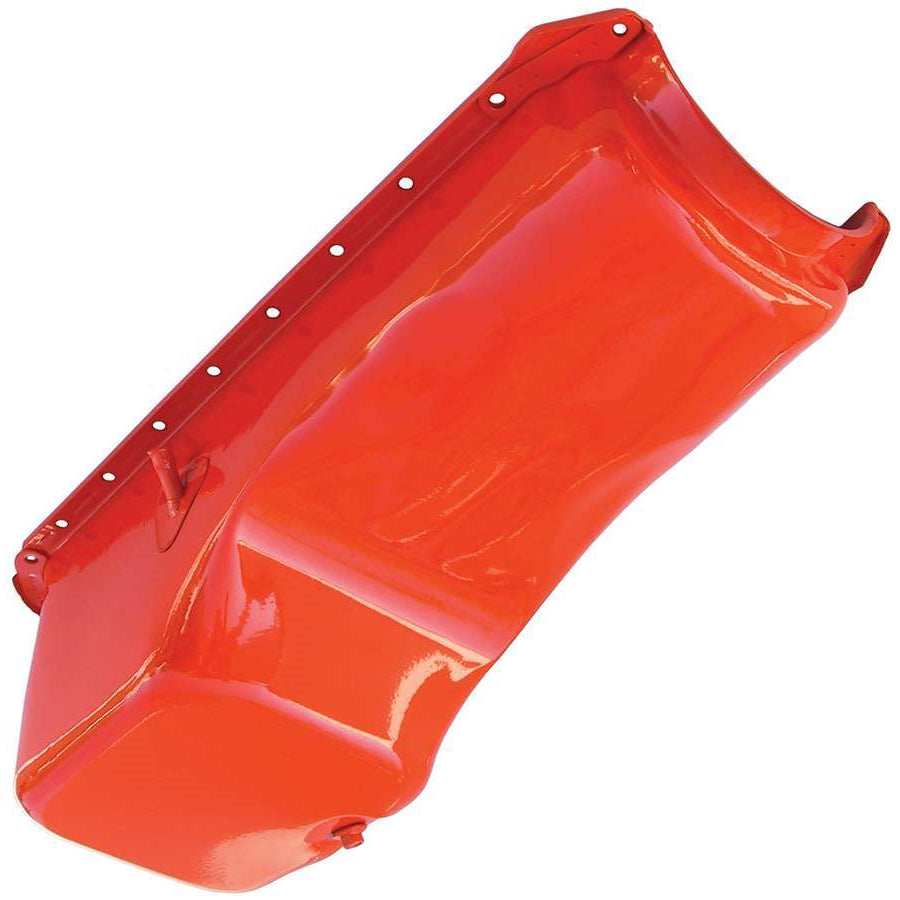 Trans-Dapt OEM Style Rear Sump Oil Pan - 4 Quart - Stock Depth - Orange Powder Coat - 2 Piece Seal - Big Block Chevy