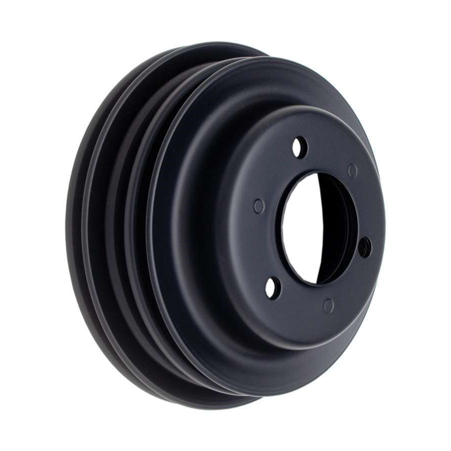 Trans-Dapt V-Belt 3 Groove Crankshaft Pulley - 7.8 in Diameter - Black Powder Coat - Long Water Pump - Big Block Chevy