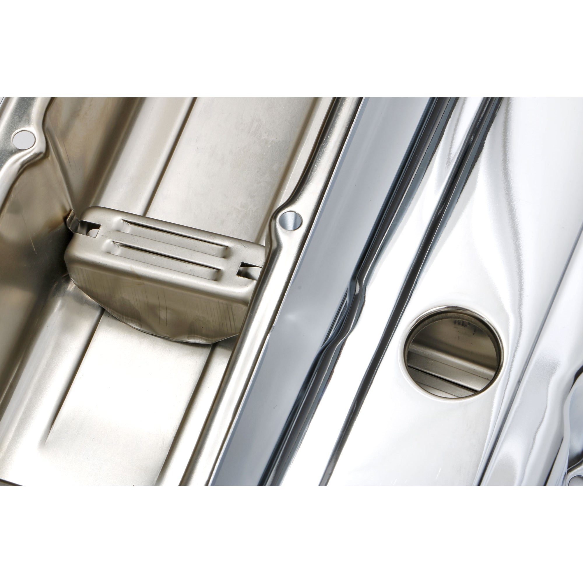 Trans-Dapt Tall Valve Cover - Baffled - Breather Holes - Chrome - Small Block Chevy - Pair