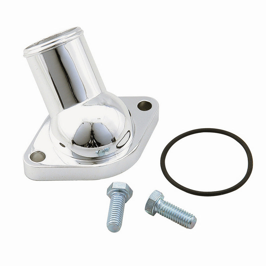 Mr. Gasket 45 Degree Water Neck - 1-1/2 in ID Hose - O-Ring - Chrome - Chevy V8