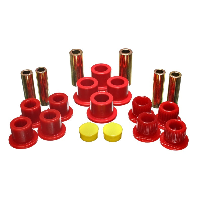 Energy Suspension Hyper-Flex Rear Leaf Spring Bushing Kit - Red / Cadmium - GM Fullsize SUV 2000-03