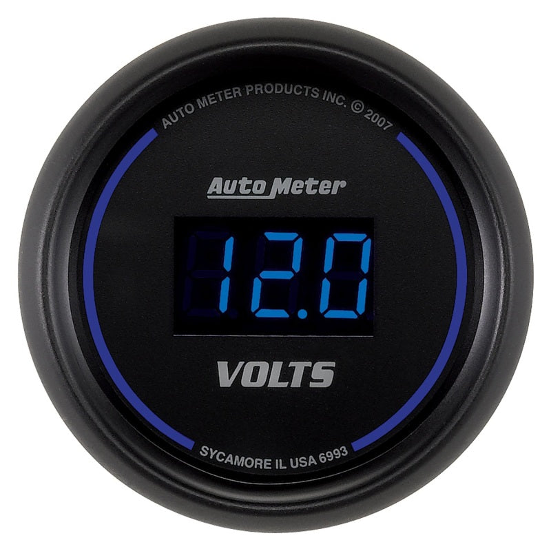 Auto Meter Cobalt 8-18V Voltmeter - Electric - Digital - 2-1/16 in Diameter - Black Face 6993