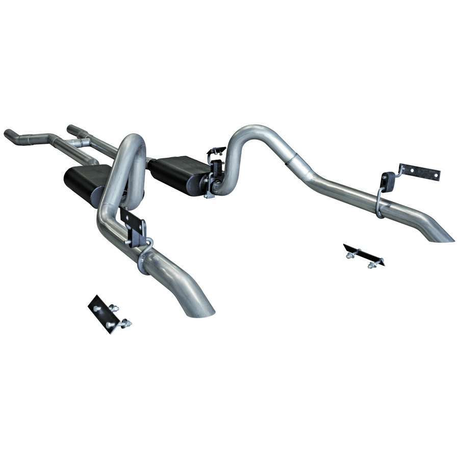 Flowmaster American Thunder Header-Back Exhaust System - 2-1/2 in Diameter - Dual Rear Exit - Ford Mustang 1967-70