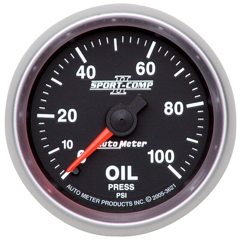 Auto Meter 2-1/16" Sport-Comp II Oil Pressure Gauge - 0-100 PSI