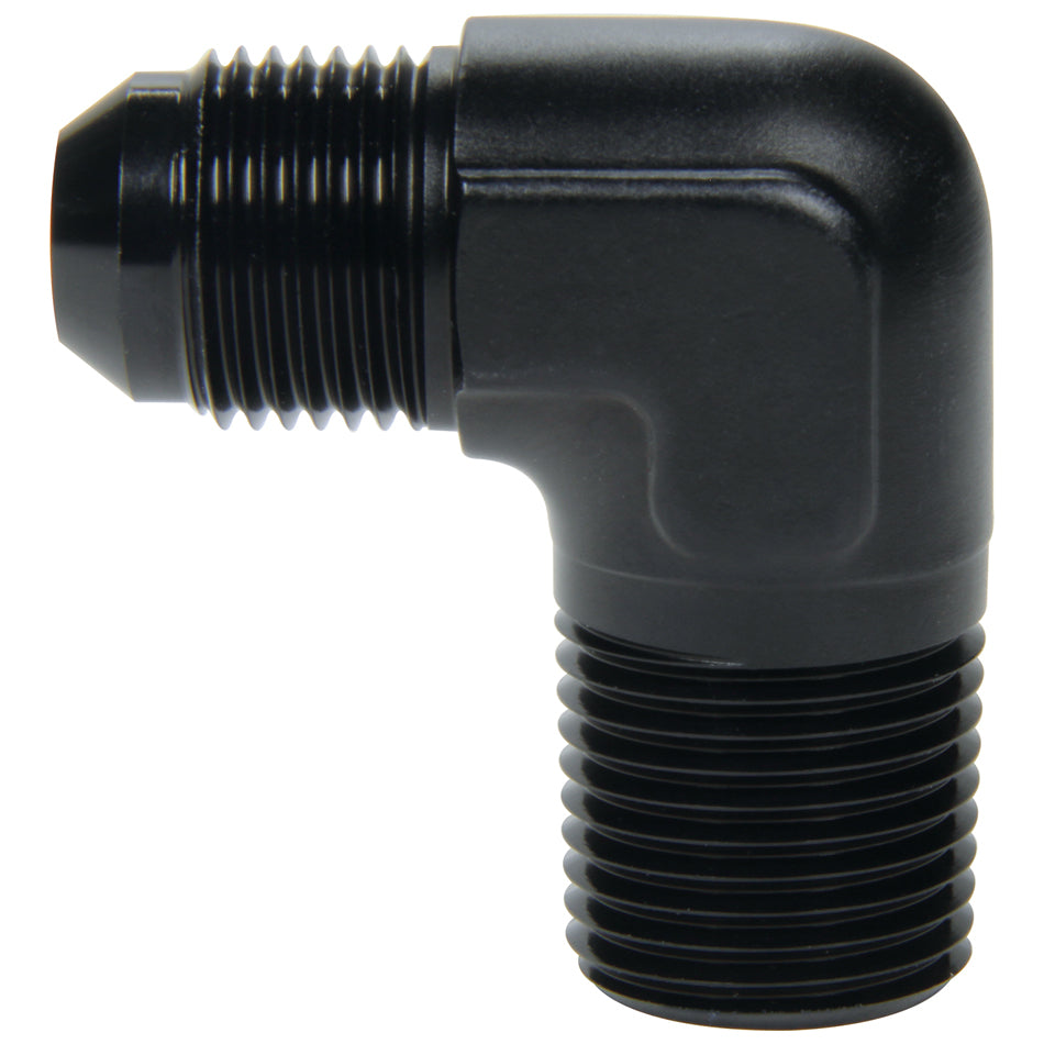 Allstar Performance Adapter Fitting - 90 Degree - 6 AN Male to 1/2" NPT Male - Aluminum - Black