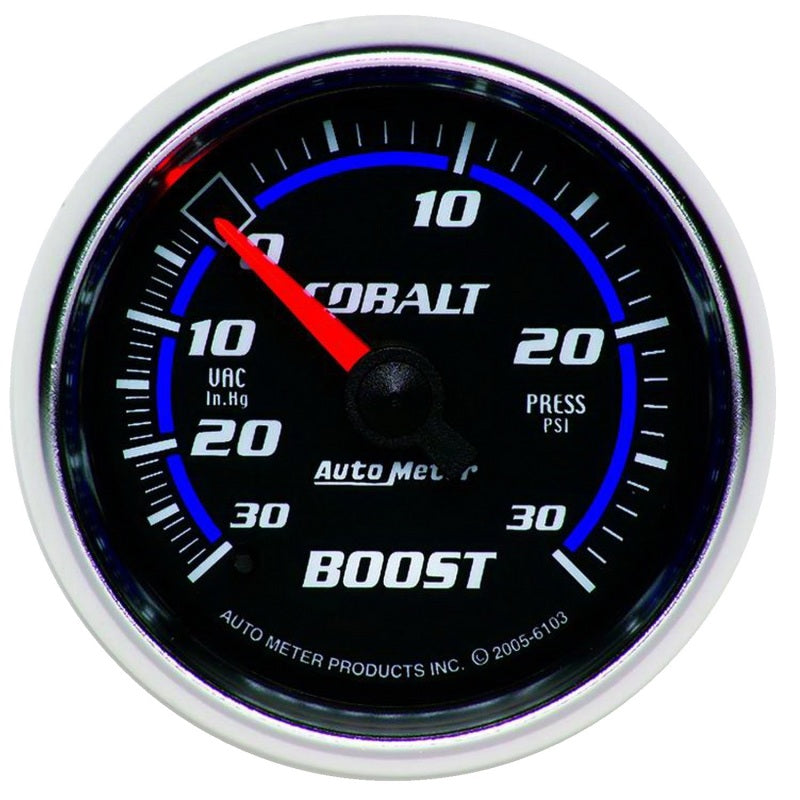 Auto Meter Cobalt 30 in HG-30 psi Boost / Vacuum Gauge - Mechanical - Analog - 2-1/16 in Diameter - Black Face