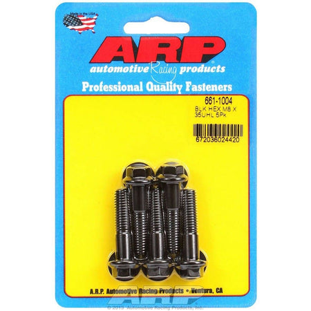 ARP Hex Head Bolt - 8 mm x 1.25 in Thread - 35 mm Long - 10 mm Head - Chromoly - Black Oxide (Set of 5)