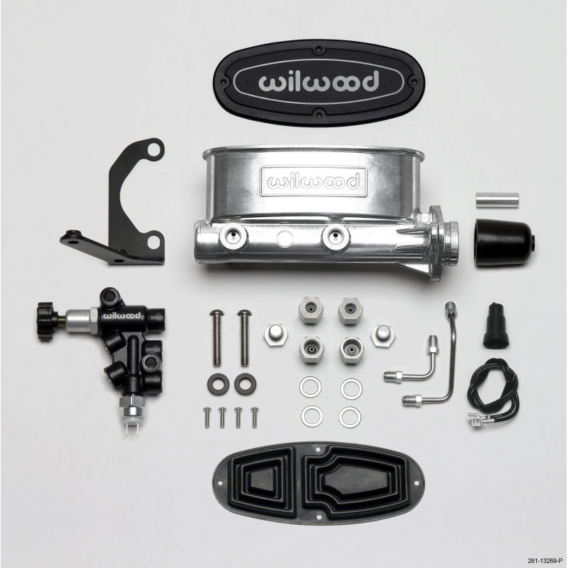 Wilwood Aluminum Tandem Master Cylinder Kit w/ Bracket and Proportioning Valve - 1" Bore - Polished