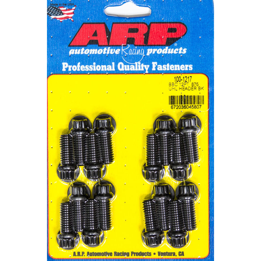 ARP Header Bolt - 3/8-16 in Thread - 0.875 in Long - 12 Point Head - Chromoly - Black Oxide - Universal - Set of 16