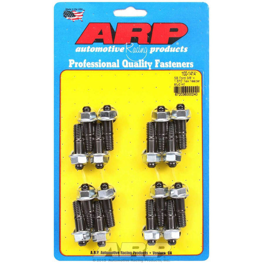 ARP Header Stud Kit - 3/8" x 1.670" - Hex - Black Oxide - SB Chevy