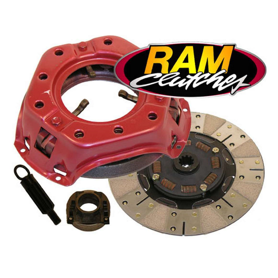 Ram Automotive Power Grip Single Disc Clutch Kit - 10-1/2 in Diameter - 1-1/16 in x 10 Spline - Sprung Hub - Metallic / Organic - Ford