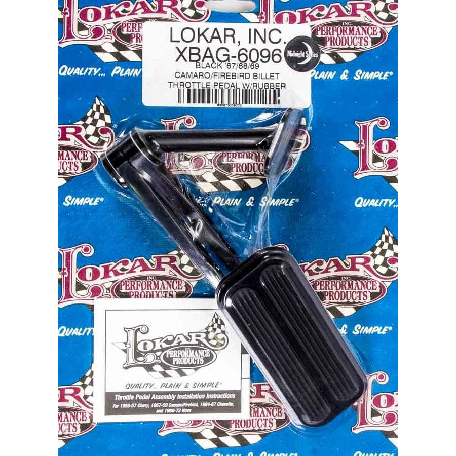 Lokar Gas Pedal - Firewall Mount - Rubber Pads - Aluminum - Black Anodize - GM F-Body 1967-69