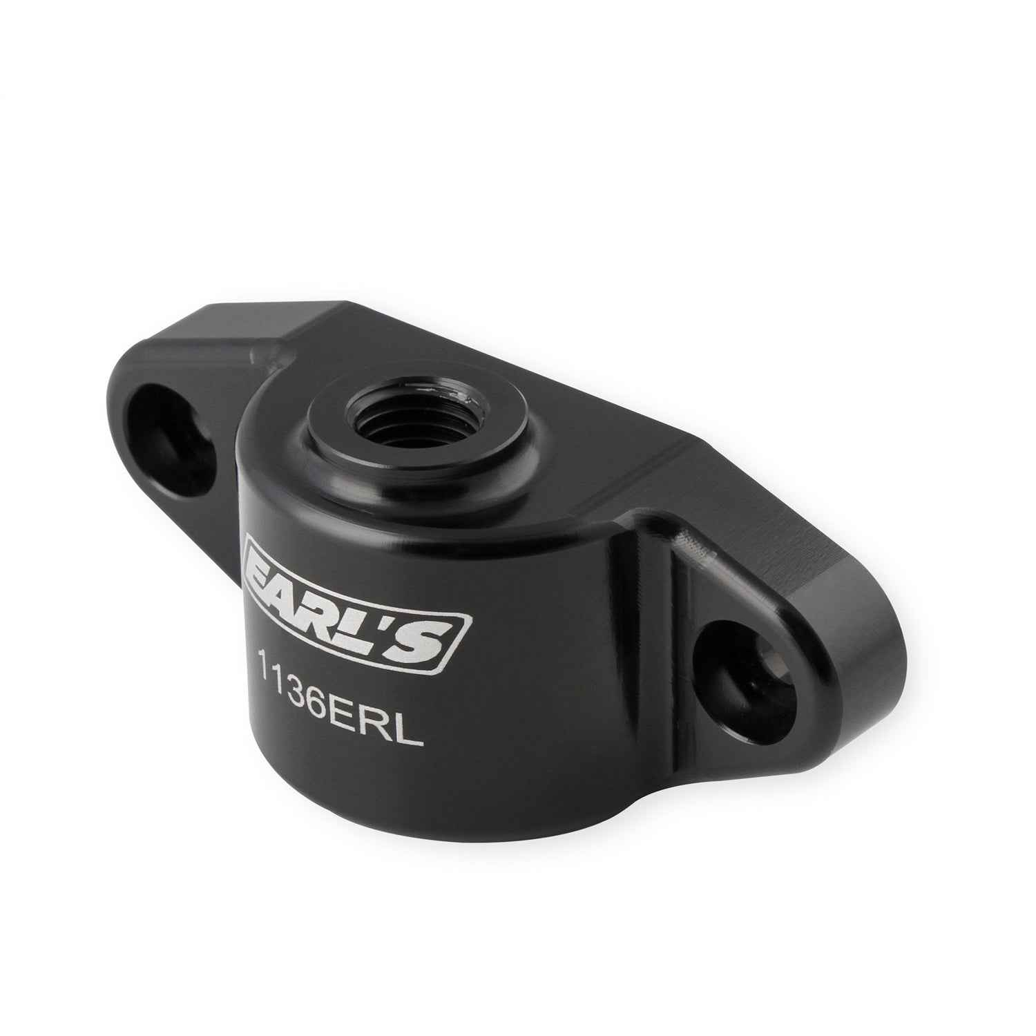 Earl's Bolt-On Oil Filter Blockoff Adapter - 1/8 in NPT Female Inlet - Black Anodized - GM GenV LT-Series 1136ERL