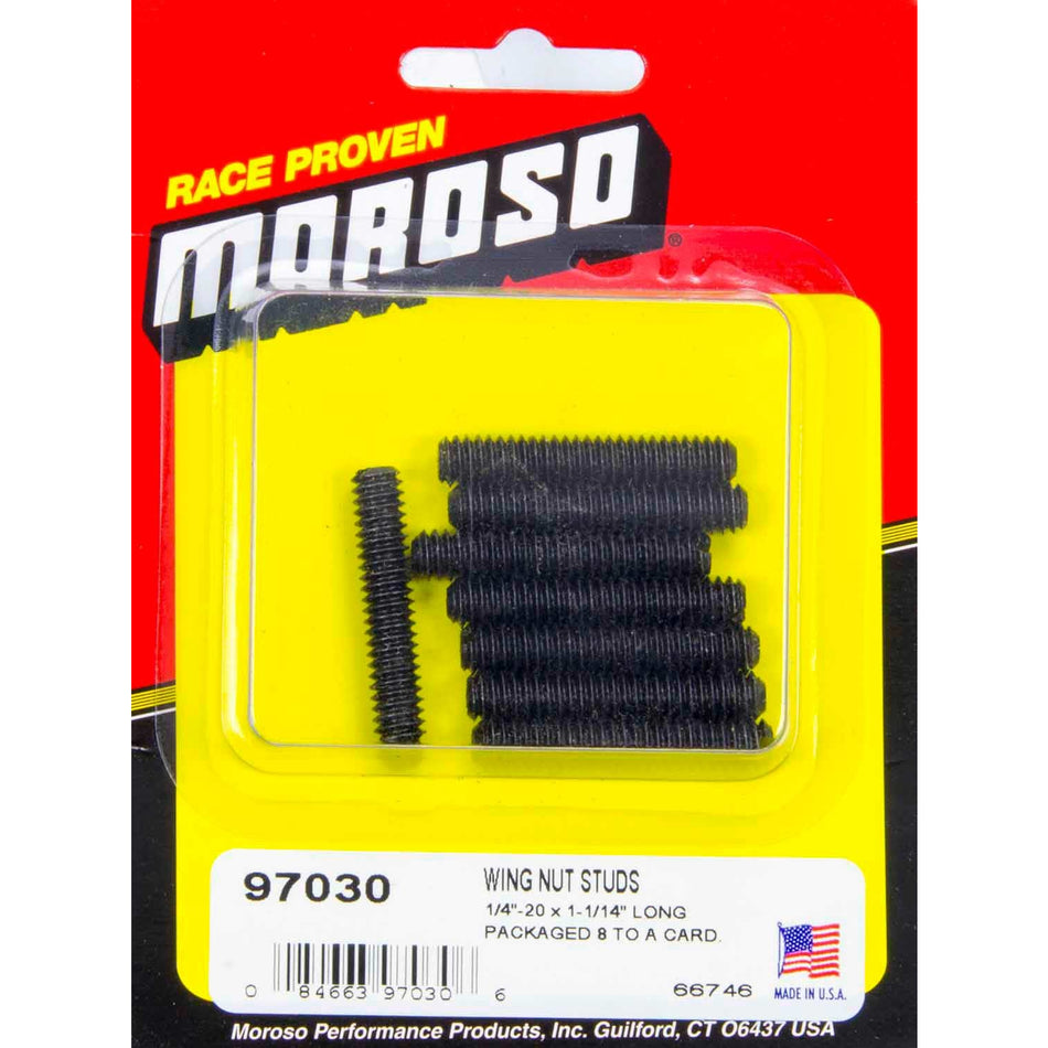 Moroso Valve Cover Hold Down Studs - Replacement Studs 1/4"-20 x 1-3/4" - 8 Pack