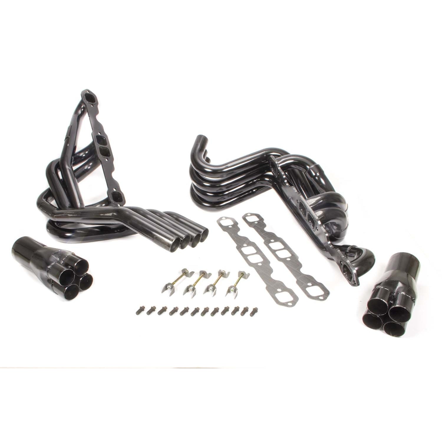 Schoenfeld Asphalt Late Model 180 Crossover Headers - 1-5/8" Tube Diameter - 3" Diameter x 8" Collector - Standard SB Chevy