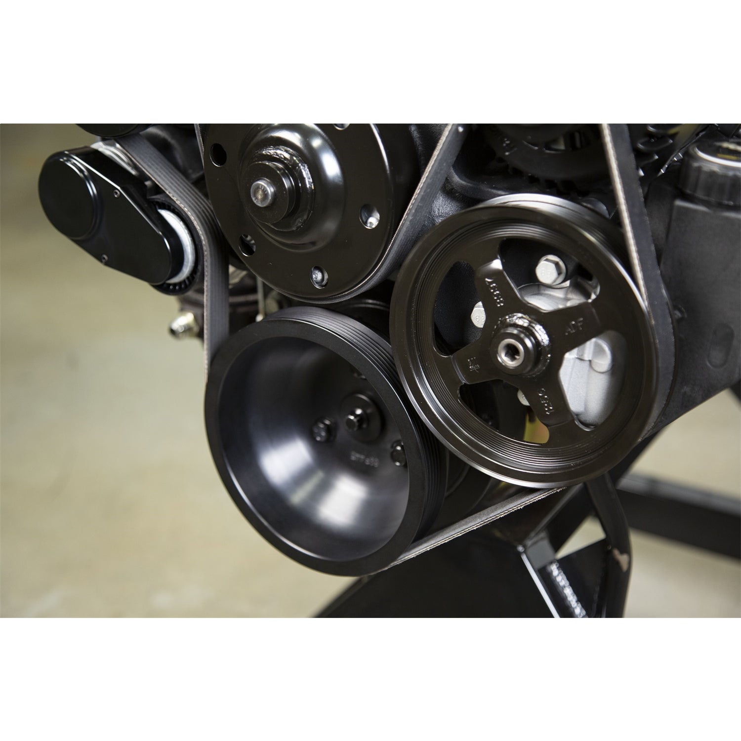 Holley 6 Rib Serpentine Pulley Kit - Aluminum - Black - Small Block Chevy