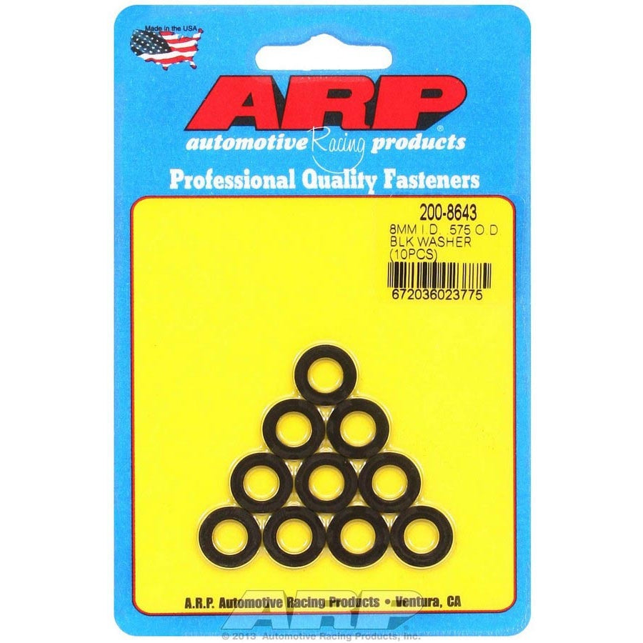 ARP Black Washers - 8mm ID x .575 OD (10)