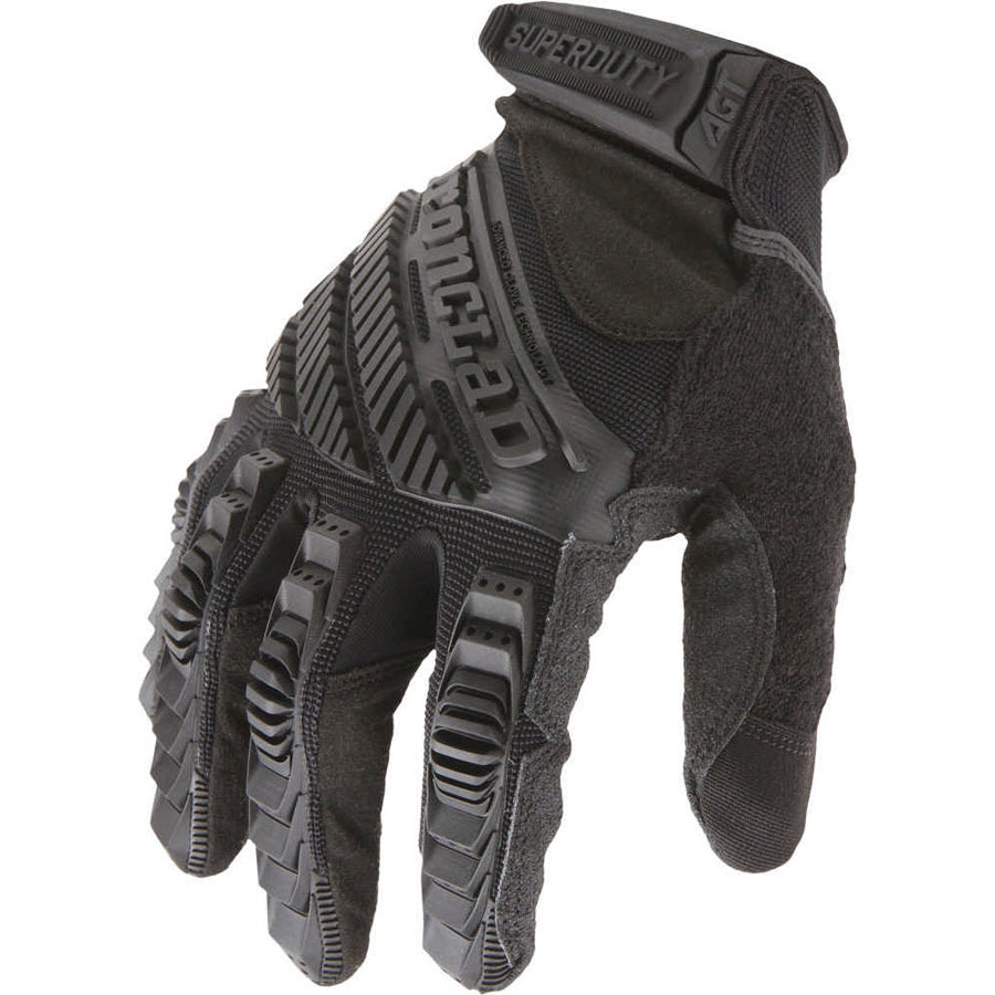 Ironclad Super Duty Stealth Shop Gloves - Hook and Loop Closure - Synthetic Leather - Black - Large - Pair
