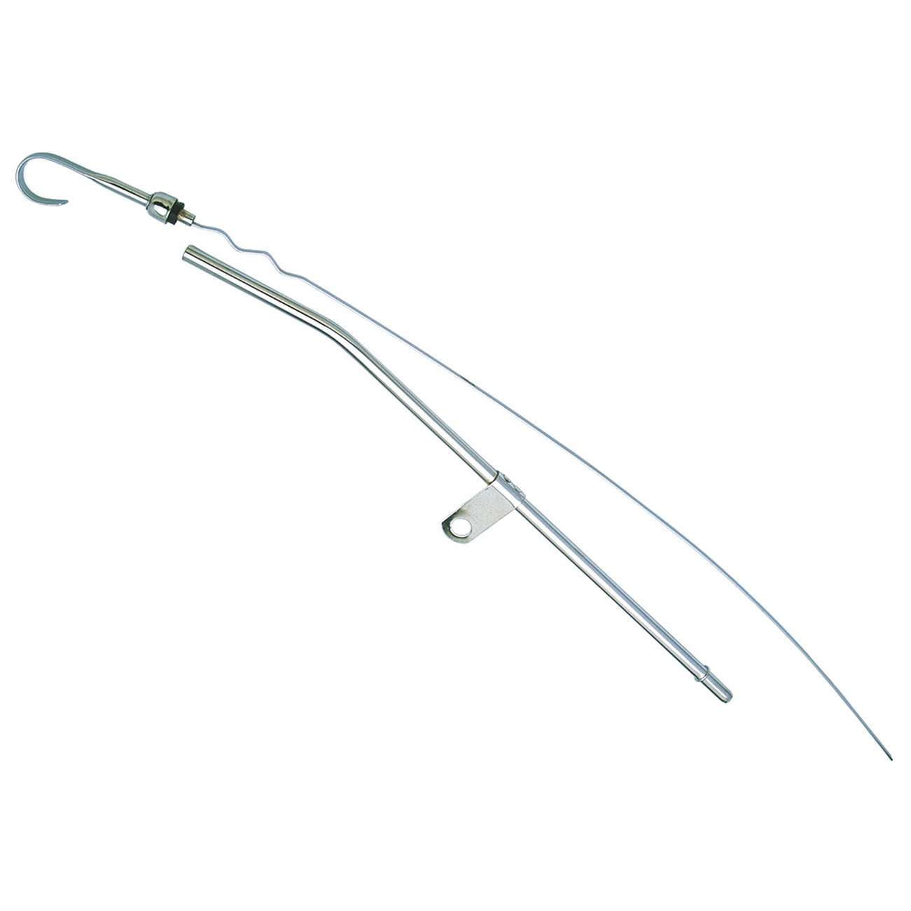 Trans-Dapt Engine Oil Dipstick - Solid Tube - Block Mount - 23 in Long - Chrome - Mopar B / RB-Series