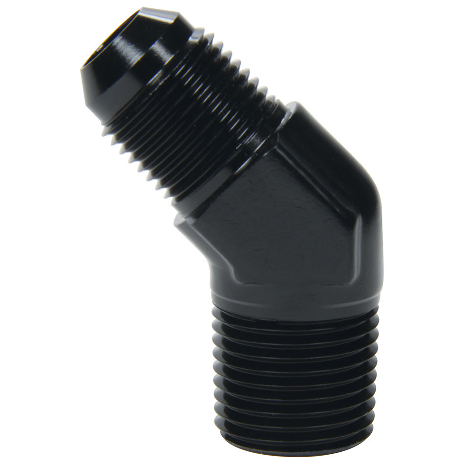 Allstar Performance 45° Adapter - 8 AN Male to 1/2" NPT Male - Aluminum - Black Anodize