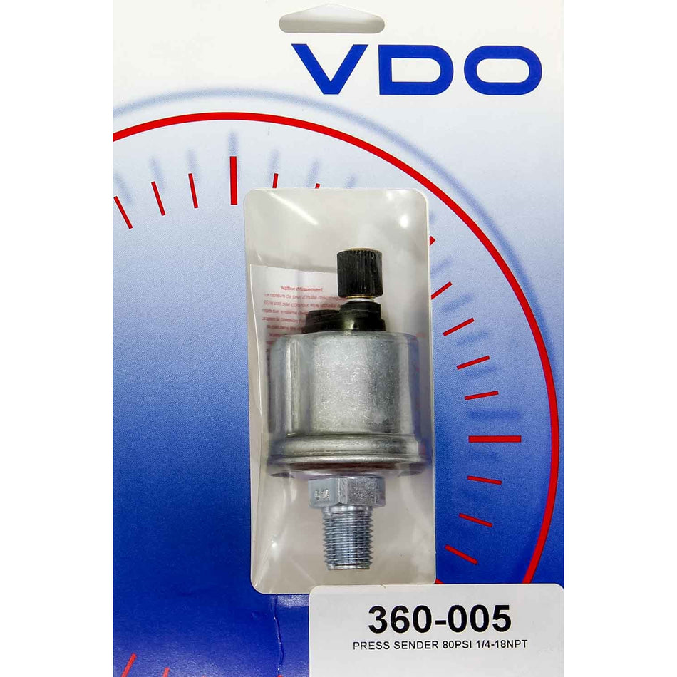 VDO Pressure Sender Electric 1/4" NPT Male 80 psi - Each