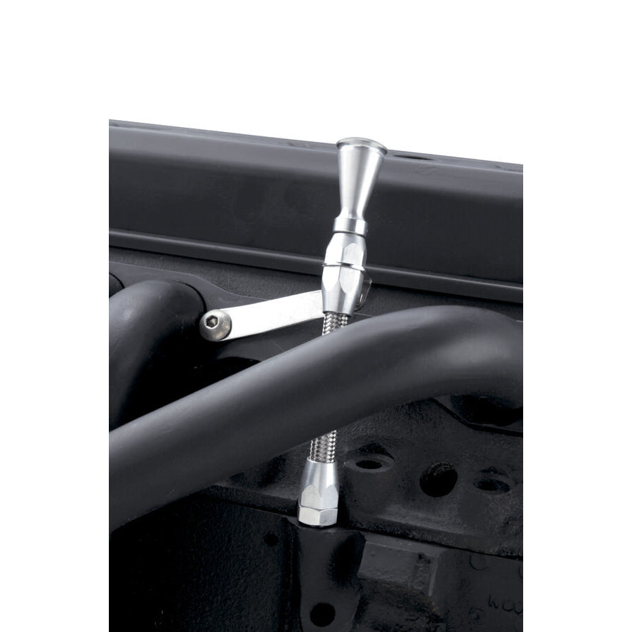 Lokar Engine Oil Dipstick - Block Mount - Braided Stainless Housing - Clear Anodized - Small Block Chevy ED-5002