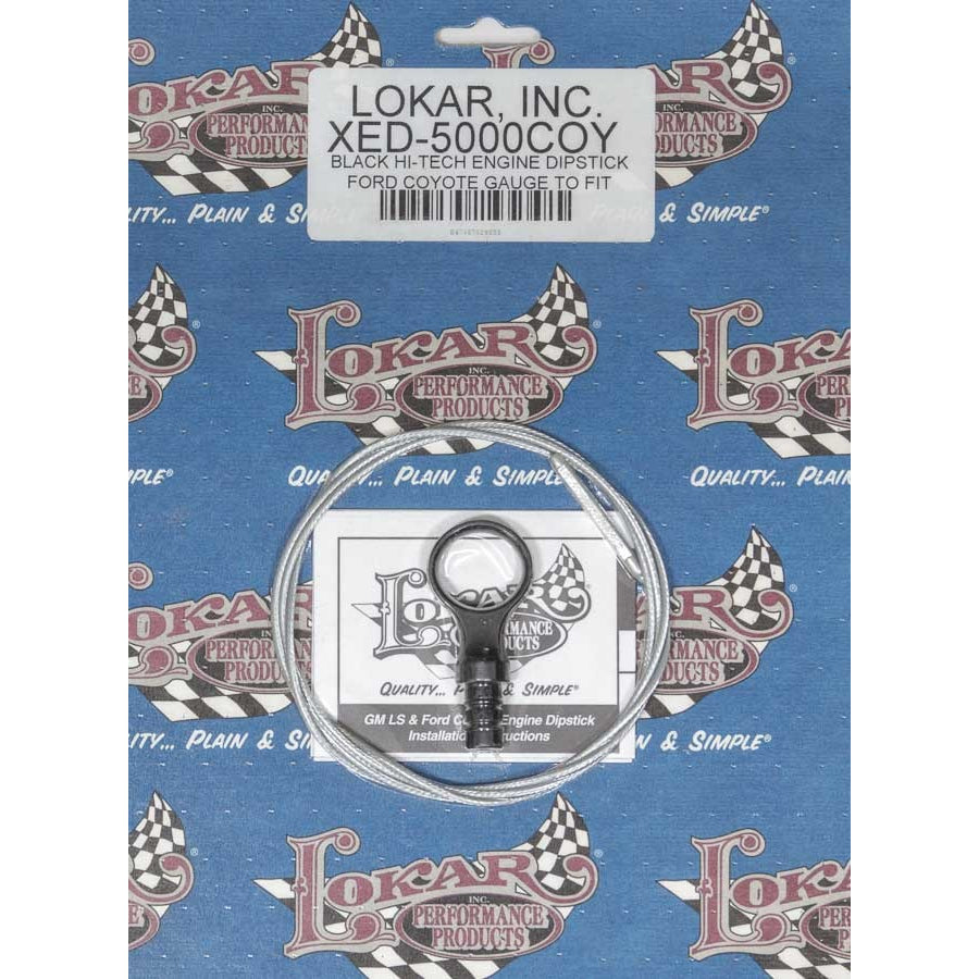 Lokar Braided Stainless Engine Oil Dipstick Aluminum Black Anodize Ford Coyote - Each