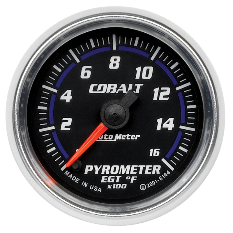 Auto Meter Cobalt 0-1600 Degree F EGT Gauge - Electric - Analog - Full Sweep - 2-1/16 in Diameter - Black Face