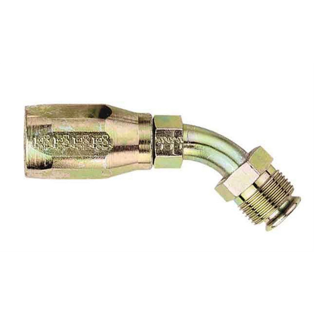 Aeroquip Steel Reusable #6 Hose to 5/8-18 Thread Size Inverted AN Male 45 Power Steering Hose End