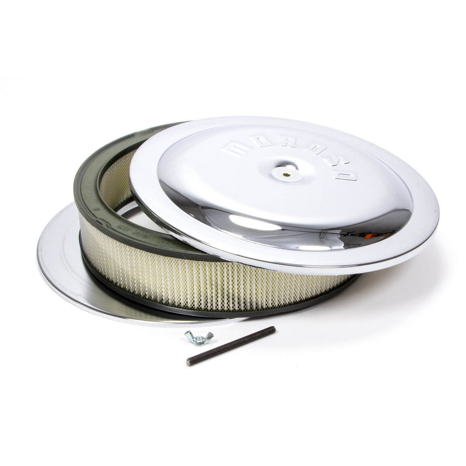 Moroso 14" Chrome Flat Bottom Racing Air Cleaner - 3" Filter