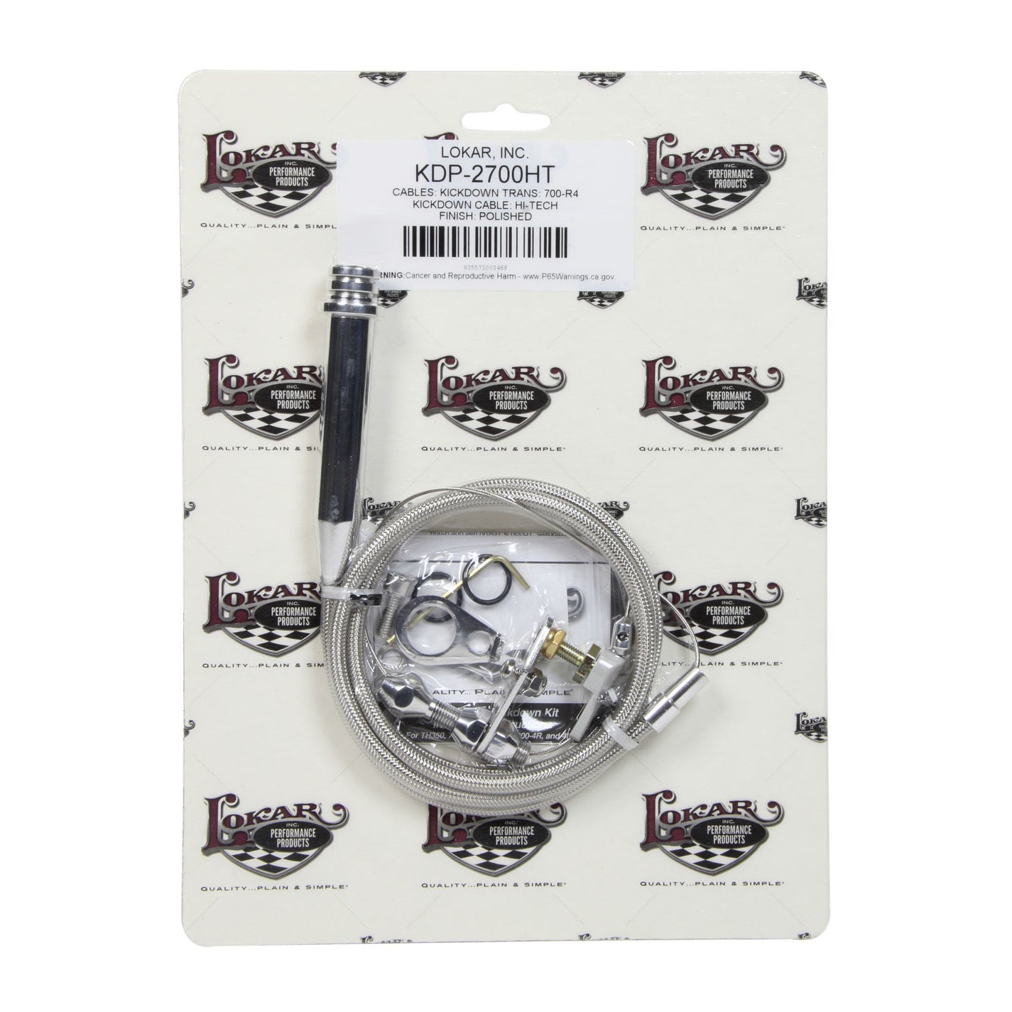 Lokar Hi-Tech Kickdown Cable - Adjustable Length - Braided Stainless Housing - Aluminum Fittings - 700R4