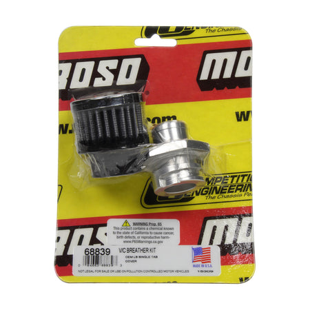 Moroso Breather - Screw-In - Round - GM LS Single Tab - Clamp-On Filter - Moroso Logo