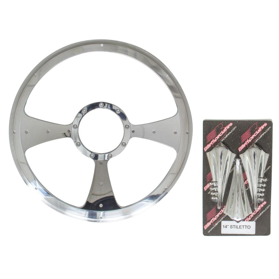 Billet Specialties Stiletto Steering Wheel - 3-Spoke - 14 in. Diameter