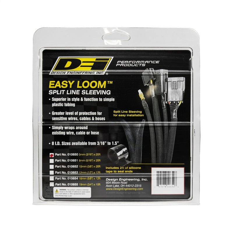 DEI Hose and Wire Sleeve - 5 mm Diameter - 20 ft - Split - Black