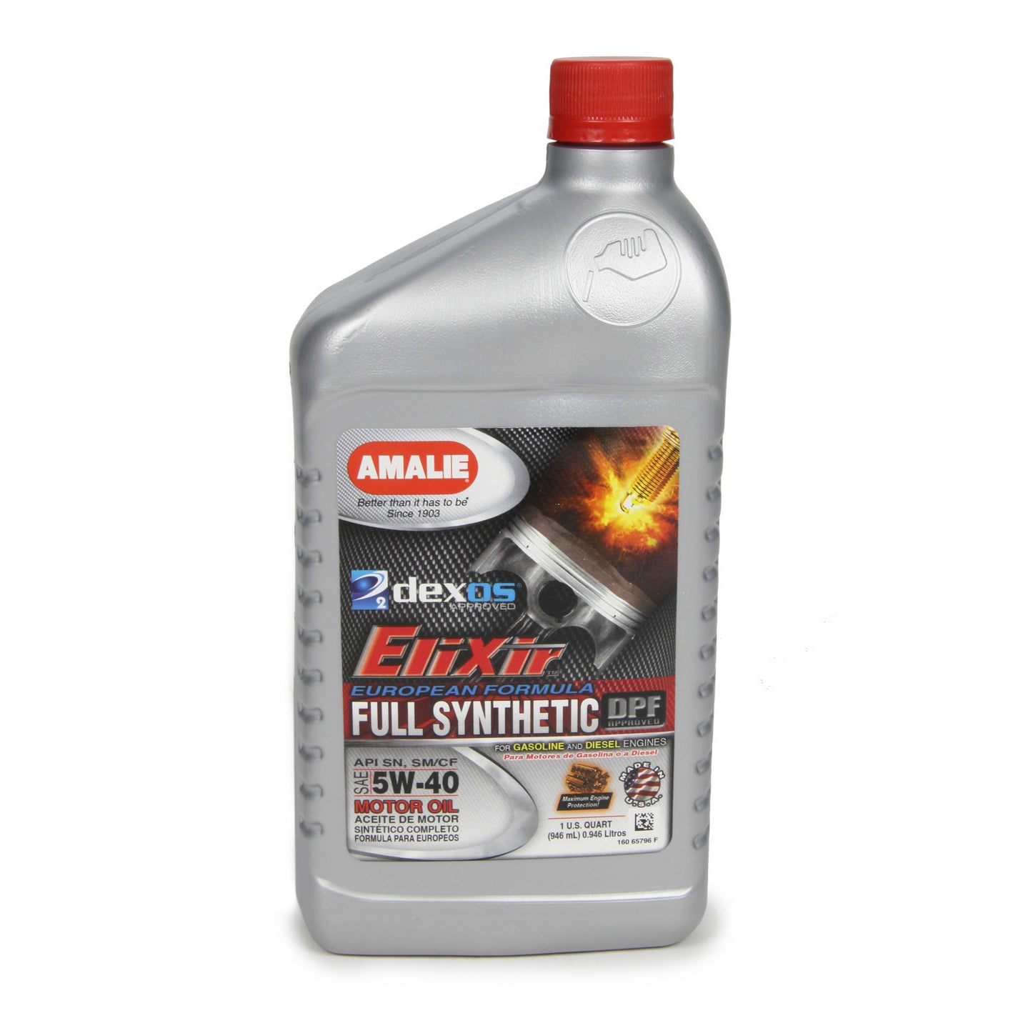 Amalie Elixir Motor Oil - 5W40 - Dexos2 - Synthetic - 1 Qt.