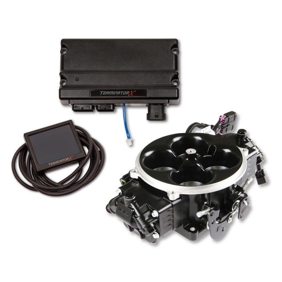 Holley EFI Terminator X Stealth Fuel Injection System - Multi Port - Power Module/Programmer/02 Sensor - Stainless - Black