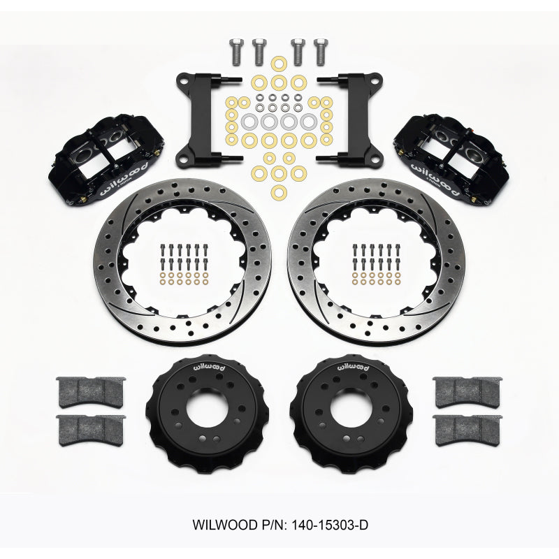 Wilwood Forged Narrow Superlite 6R Front Brake System - 6 Piston Caliper - 13.060 in Drilled / Slotted  Rotor - Black Powder Coat - GM SUV / Truck 1963-87